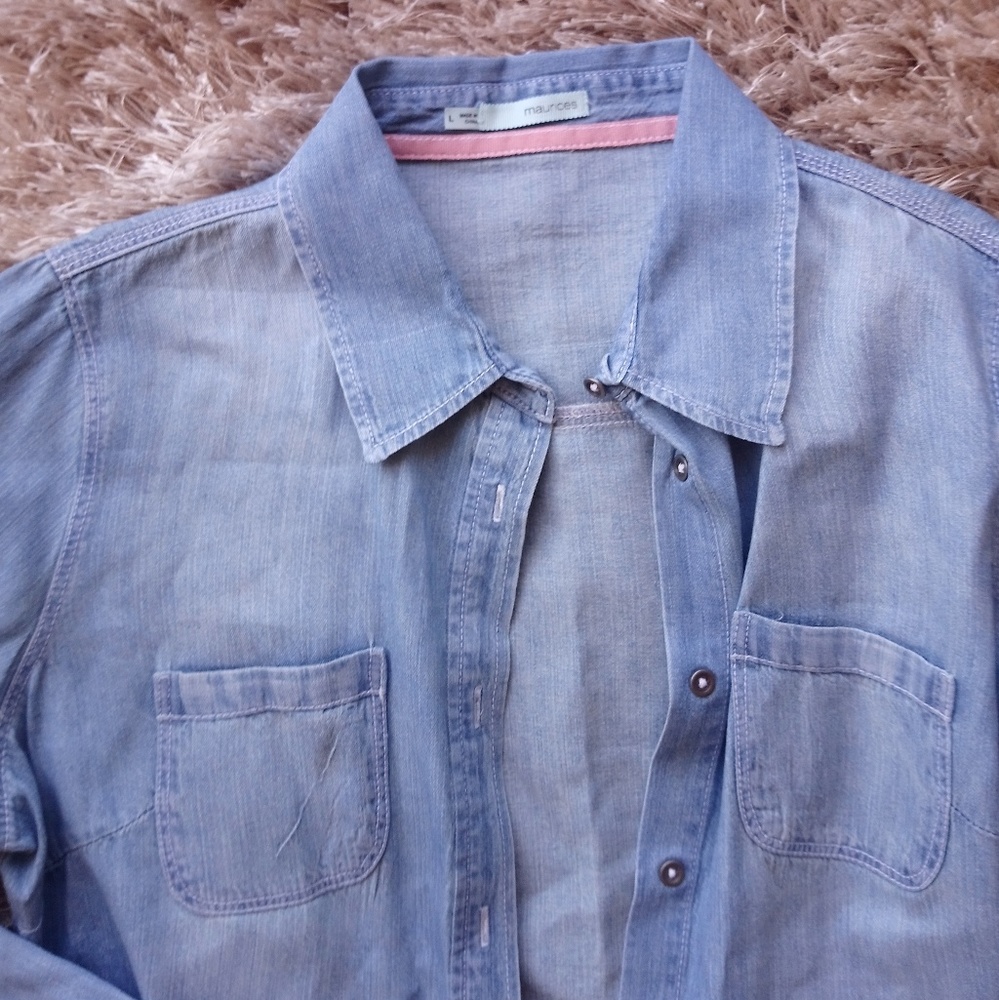 EUC Maurices Denim Long Sleeve Shirt - Picture 3 of 3